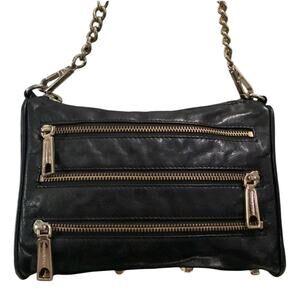 REBECCA MINKOFF Leather Chain Crossbody Bag black EUC